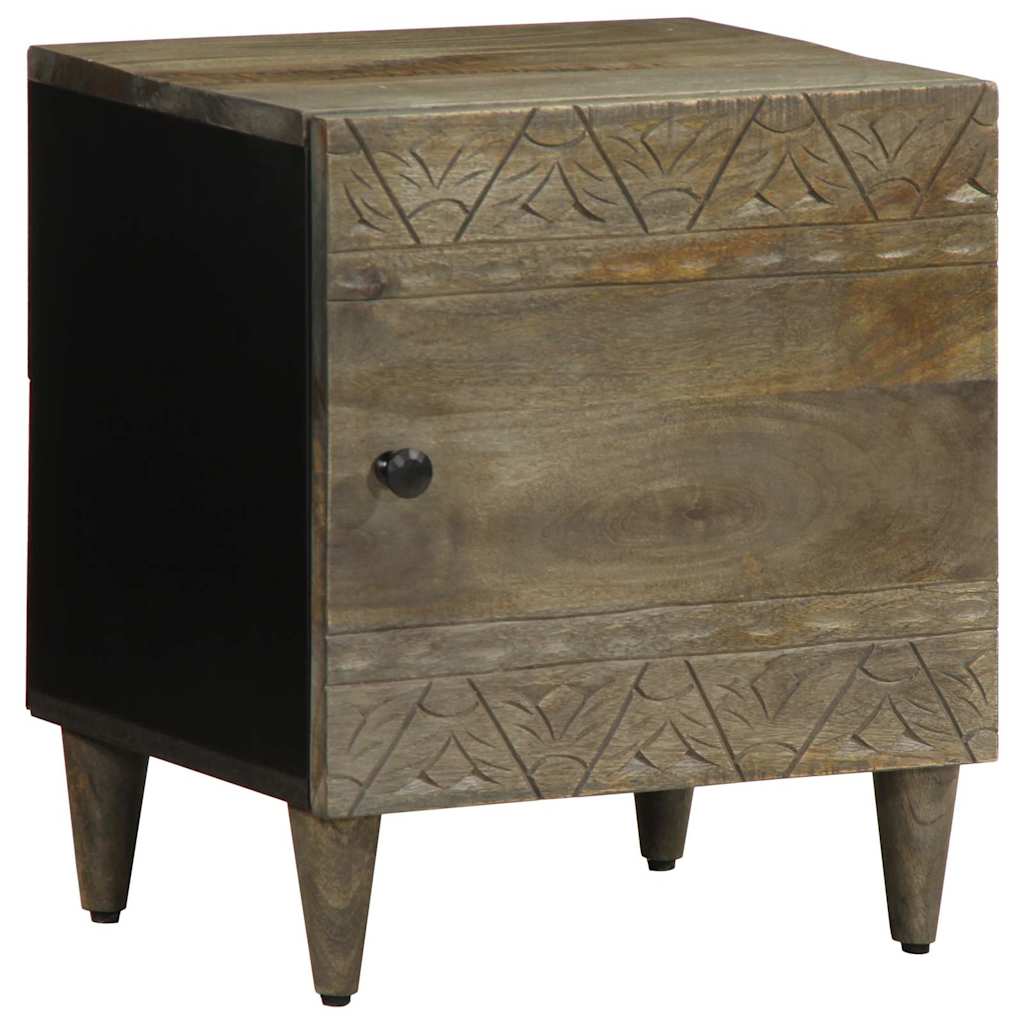 vidaXL 2 db világosszürke tömör mangófa éjjeliszekrény 40 x 33 x 46 cm