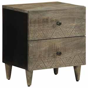 Nočna omarica svetlo siva 40x33x46 cm masivni les Mango