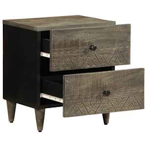 Noční stolek světle šedá 40x33x46 cm masivní mangovníkové dřevo - obrázek 2