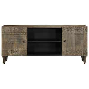 TV skříňka světle šedá 105x33,5x46cm masivní mangovníkové dřevo - obrázek 2