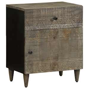 nočna omarica svetlo siva 50x33x60 cm masivni les Mango