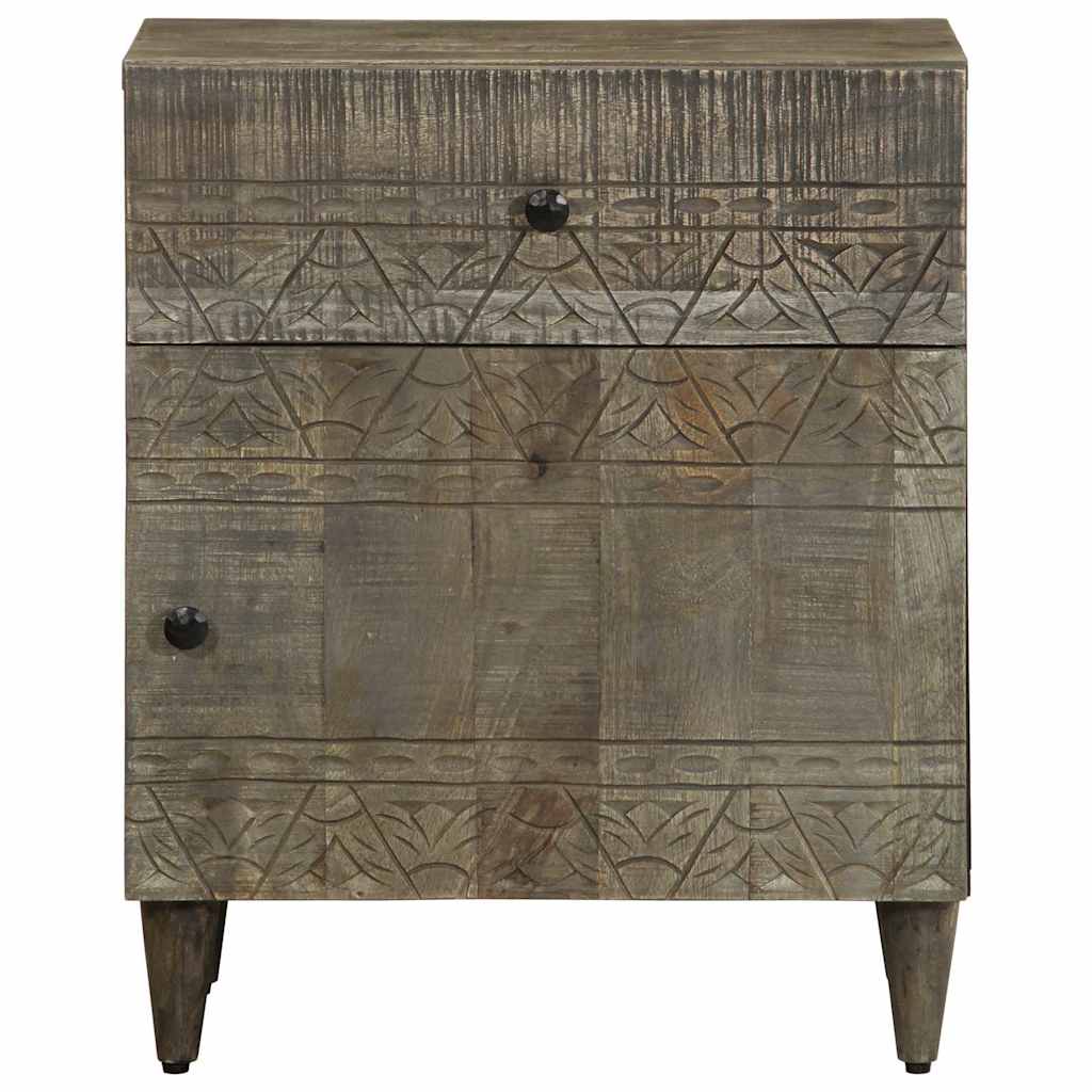 vidaXL Nachtkastje 50x33x60 cm massief mangohout lichtgrijs afbeelding