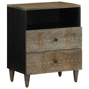 nočna omarica svetlo siva 50x33x60 cm masivni les Mango