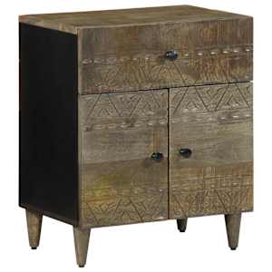 nočna omarica svetlo siva 50x33x60 cm masivni les Mango