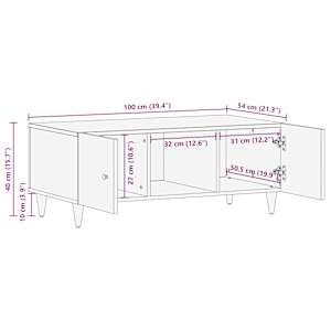 Coffee Table světle šedá 100x54x40cm masivní mangovníkové dřevo - obrázek 11