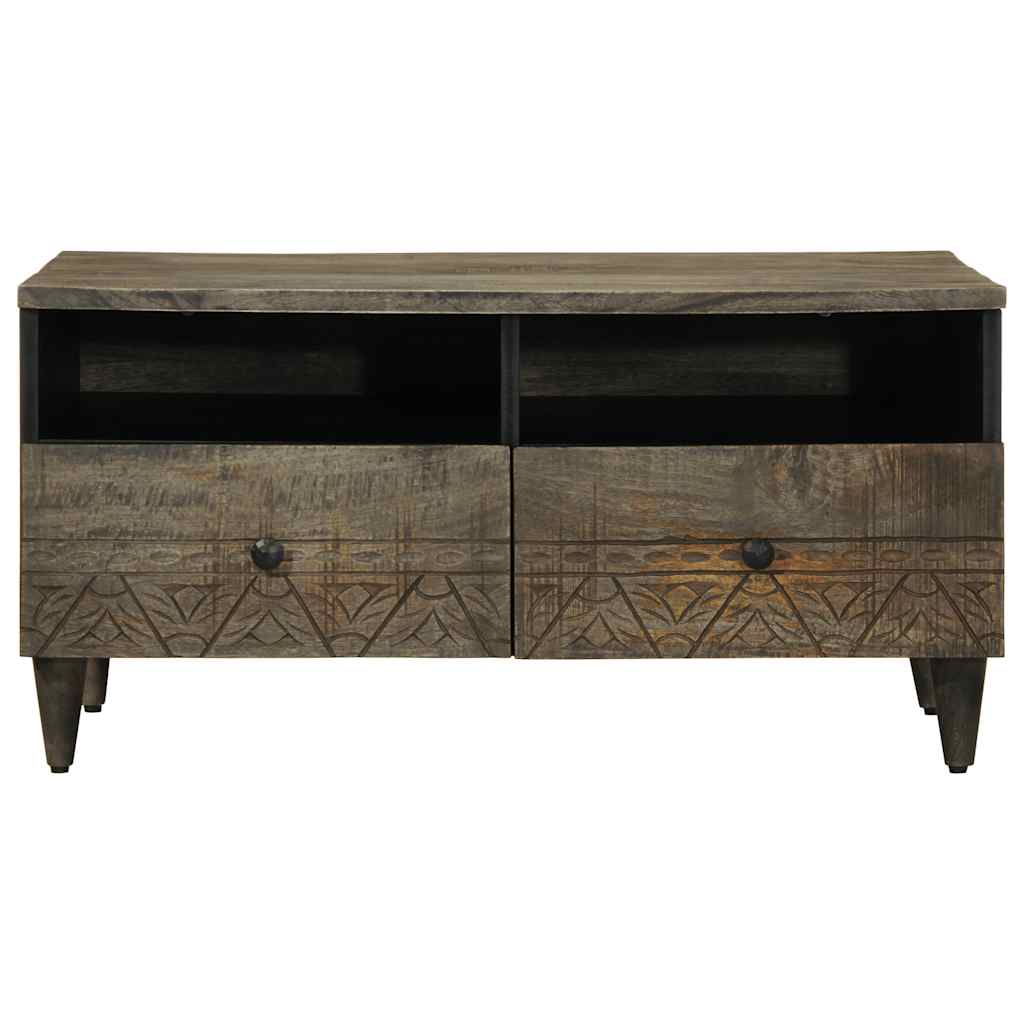 vidaXL Salontafel 80x54x40 cm massief mangohout lichtgrijs afbeelding