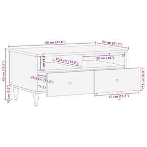 Coffee Table světle šedá 80x54x40 cm masivní mangovníkové dřevo - obrázek 11