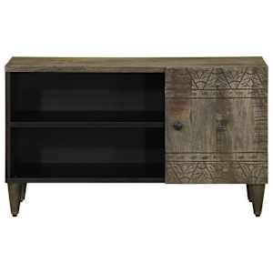 TV Cabinet světle šedá 80x31,5x46 cm masivní mangovníkové dřevo - obrázek 2
