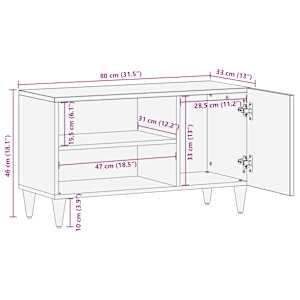 TV Cabinet světle šedá 80x31,5x46 cm masivní mangovníkové dřevo - obrázek 12