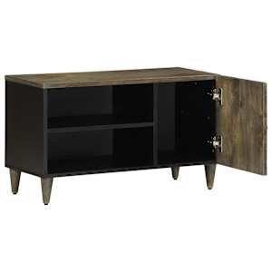 TV Cabinet světle šedá 80x31,5x46 cm masivní mangovníkové dřevo - obrázek 3