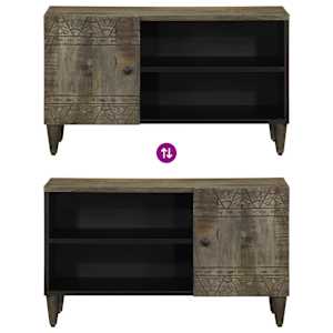 TV Cabinet světle šedá 80x31,5x46 cm masivní mangovníkové dřevo - obrázek 6