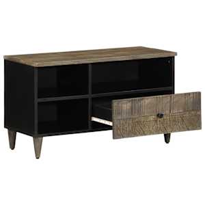 TV skříňka černá 80 x 33 x 46 cm masivní mangovníkové dřevo - obrázek 2
