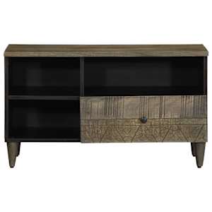 TV skříňka černá 80 x 33 x 46 cm masivní mangovníkové dřevo - obrázek 3
