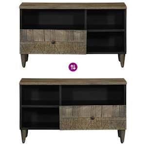TV skříňka černá 80 x 33 x 46 cm masivní mangovníkové dřevo - obrázek 10