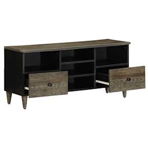 TV skříňka černá 100 x 33 x 46 cm masivní mangovníkové dřevo - obrázek 2