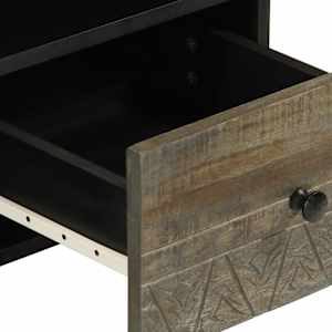 TV skříňka černá 100 x 33 x 46 cm masivní mangovníkové dřevo - obrázek 7