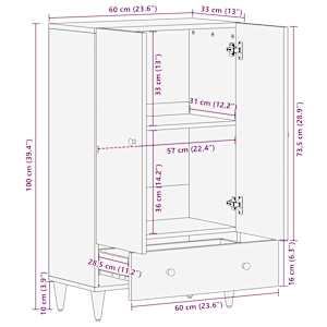 Skříň highboard 60x33x100 cm masivní mangovníkové dřevo - obrázek 12