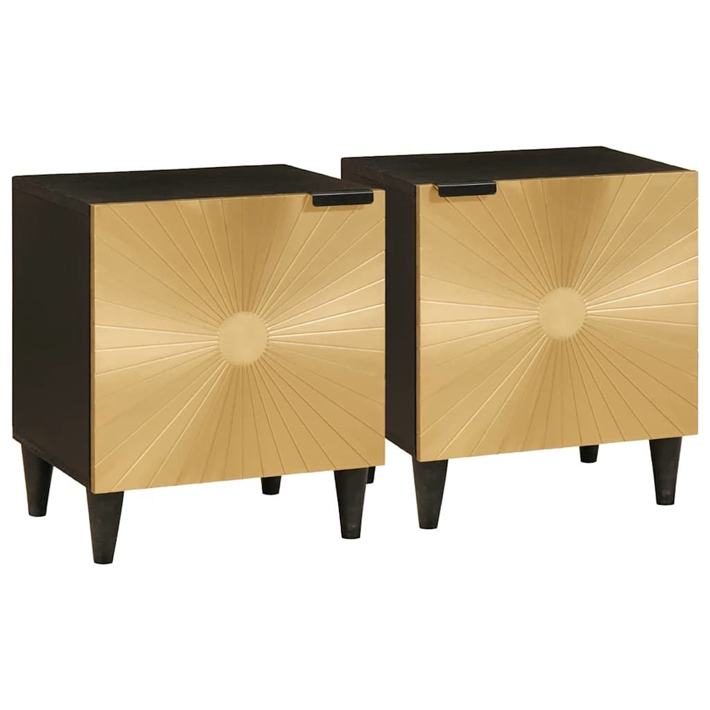 vidaXL Noptieră 2 pcs Negru și Aur 40 x 33.5 x 46 cm