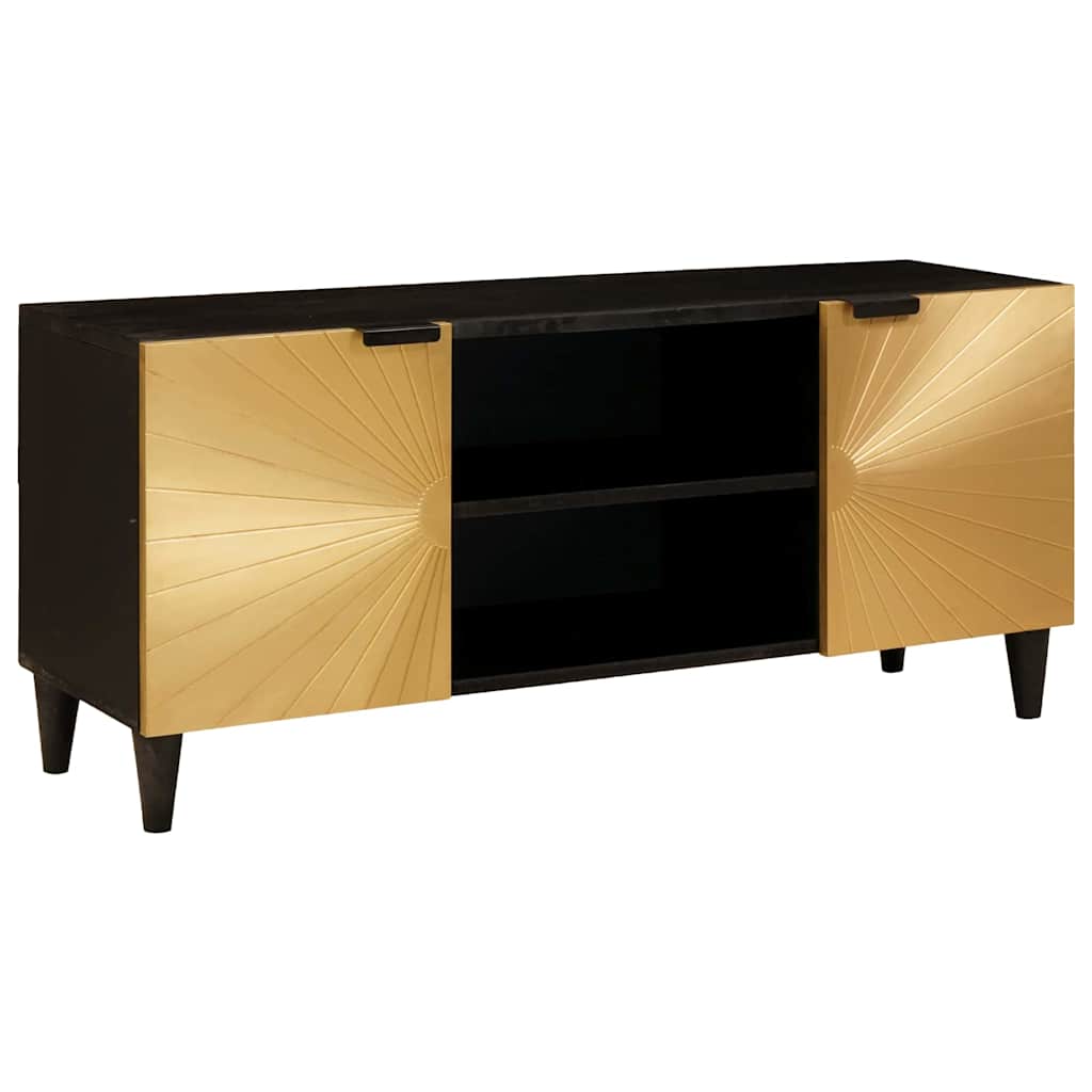vidaXL Cabinet TV Negru și Aur 105 x 33 x 46 cm Lemn masiv de mango