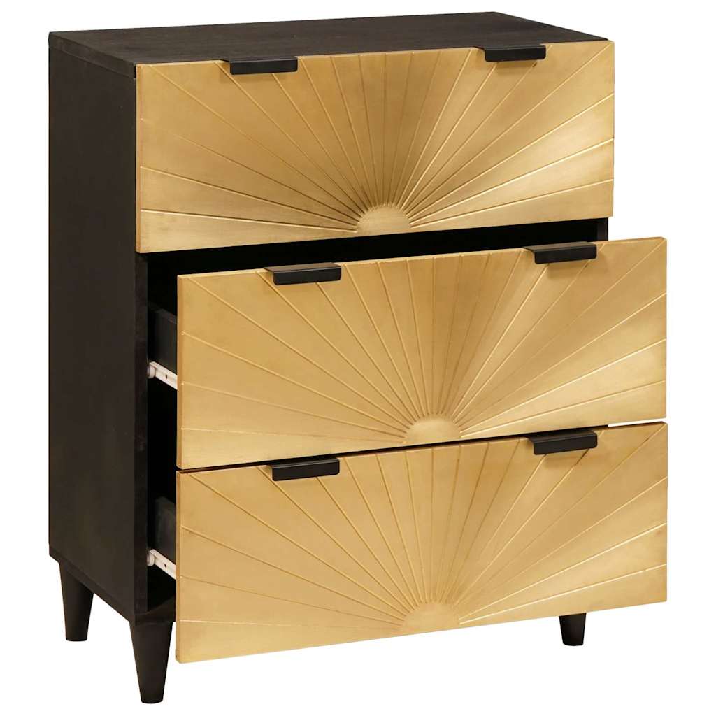 vidaXL Dressoir Zwart en Goud 60 x 33 x 75 cm massief mangohout
