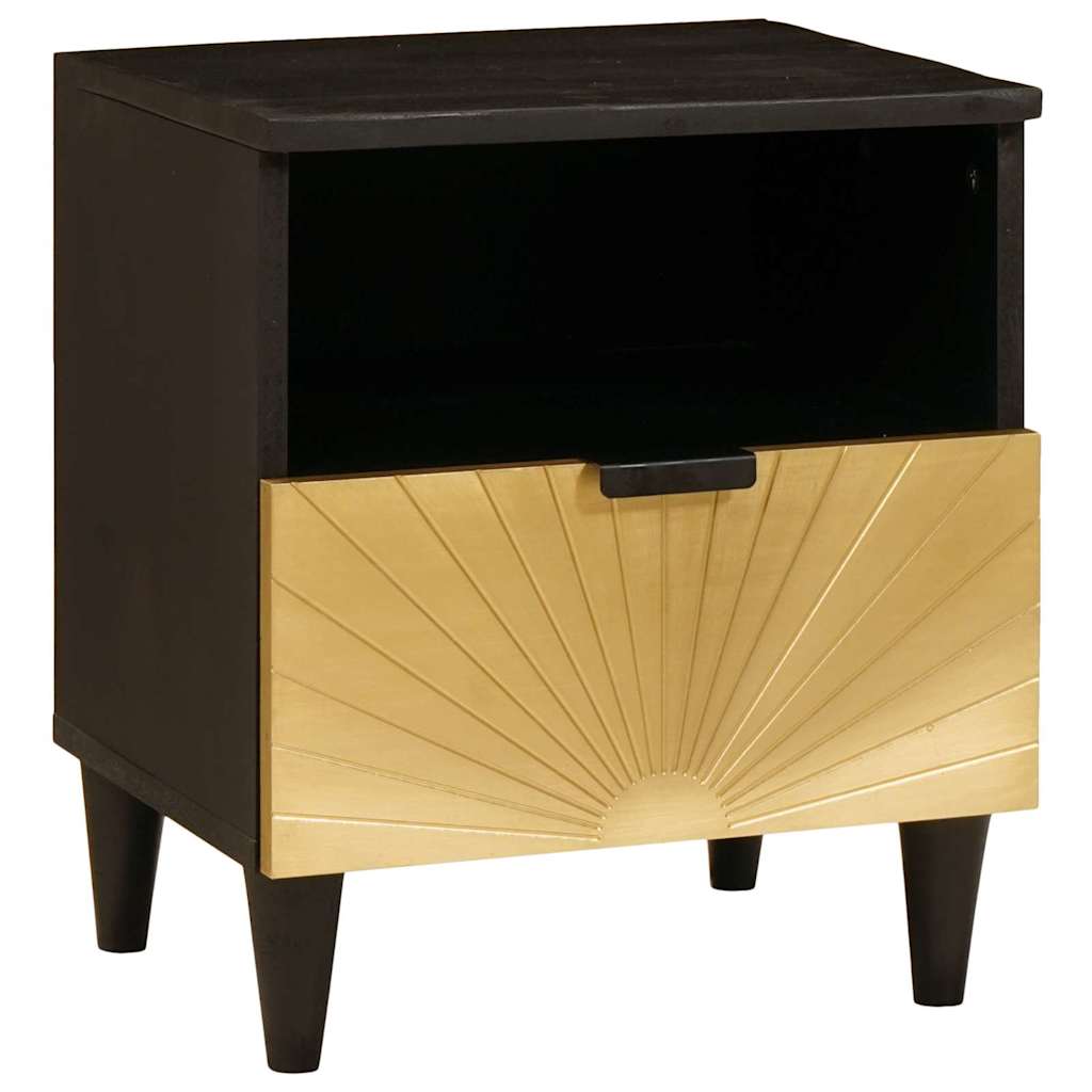 vidaXL Nachtkastje met lade 2 pcs Zwart en Goud 40 x 33 x 46 cm