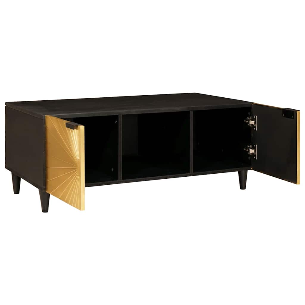 vidaXL Salontafel Zwart en Goud 100 x 54 x 40 cm massief mangohout