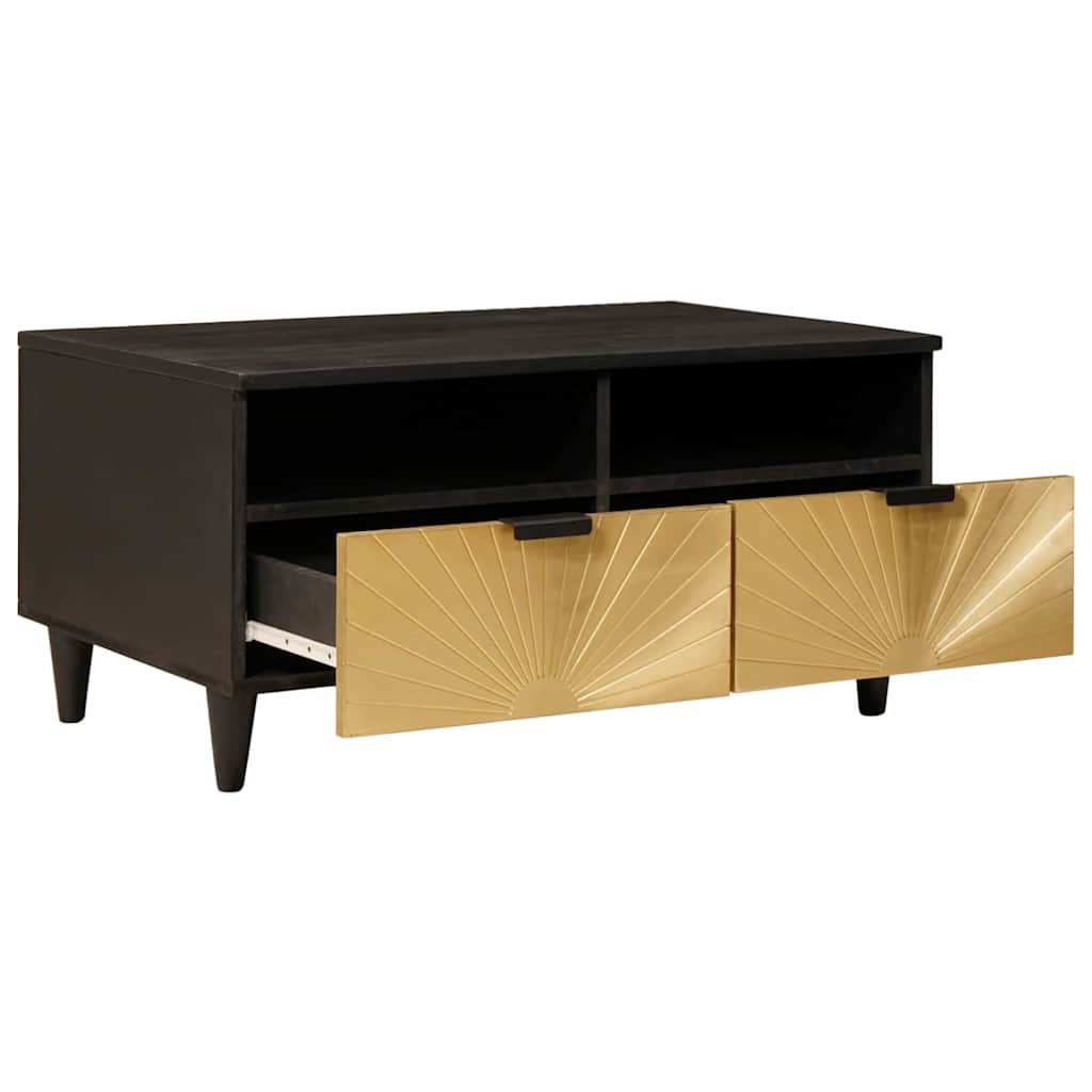 vidaXL Salontafel Zwart en Goud 80 x 54 x 40 cm massief mangohout