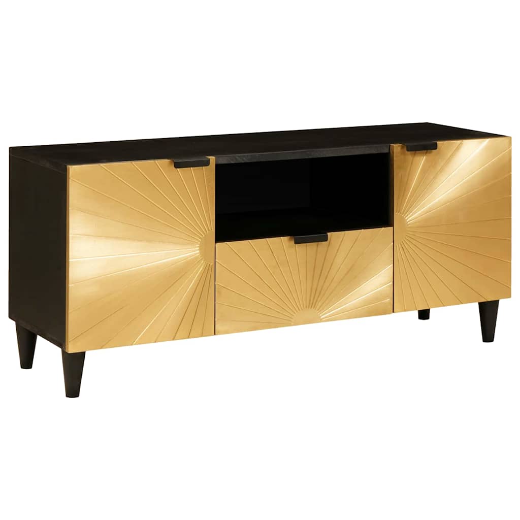 vidaXL Cabinet TV Negru și Aur 105 x 33 x 46 cm Lemn masiv de mango