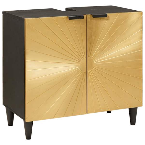 vidaXL Valamukapp Must ja kuldne 62 x 33 x 58 cm Tugev mango puu