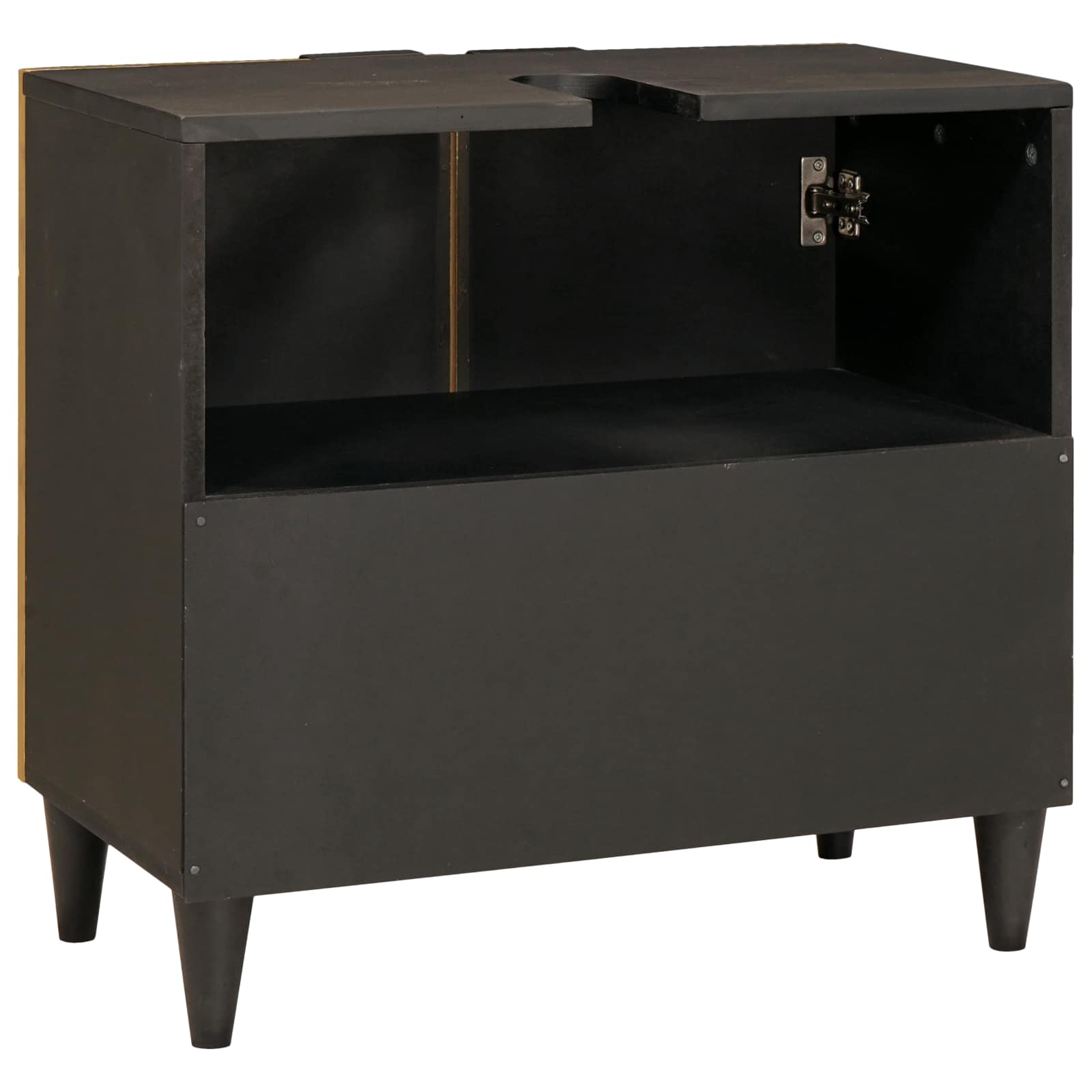 Wastafelkast Zwart en Goud 62 x 33 x 58 cm Massief Mango Hout image 5