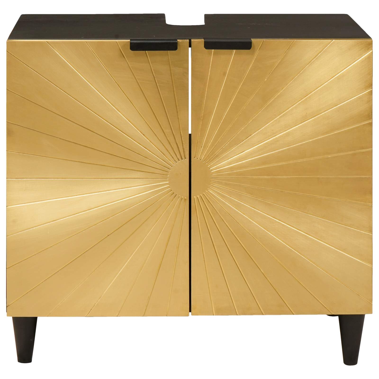 Wastafelkast Zwart en Goud 62 x 33 x 58 cm Massief Mango Hout image 3