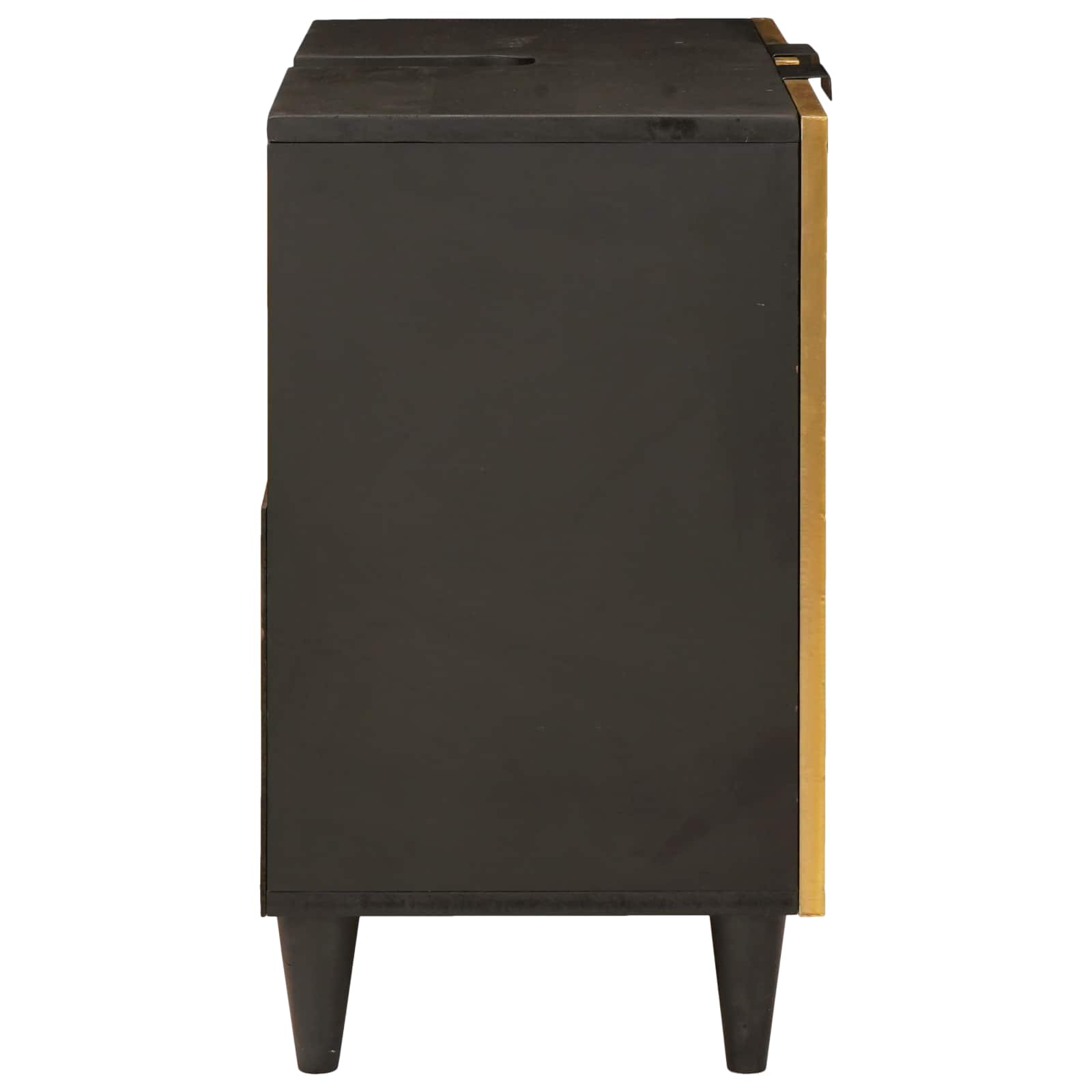Wastafelkast Zwart en Goud 62 x 33 x 58 cm Massief Mango Hout image 4
