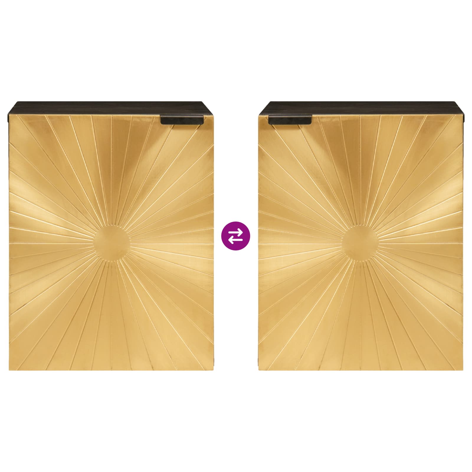 Badkamerkast Zwart en Goud 38 x 33 x 48 cm Massief Mango Hout image 9