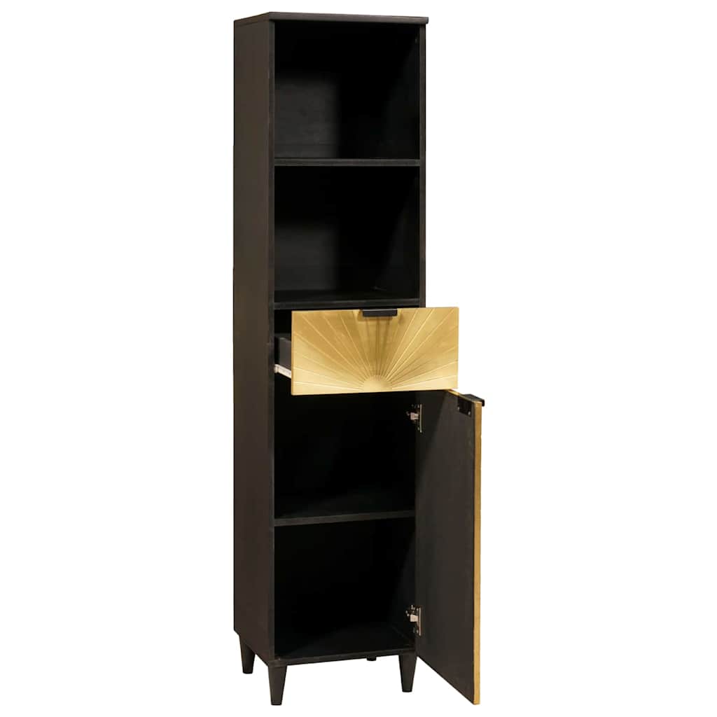 vidaXL Badkamer Kast Zwart en Goud 38 x 33 x 160 cm massief mangohout
