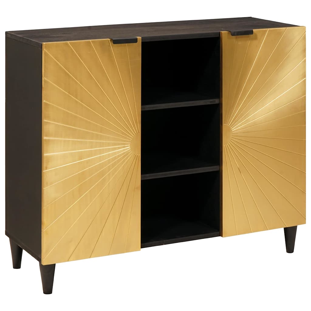 vidaXL Dulap lateral cu depozitare Negru și Aur 90 x 33.5 x 75 cm