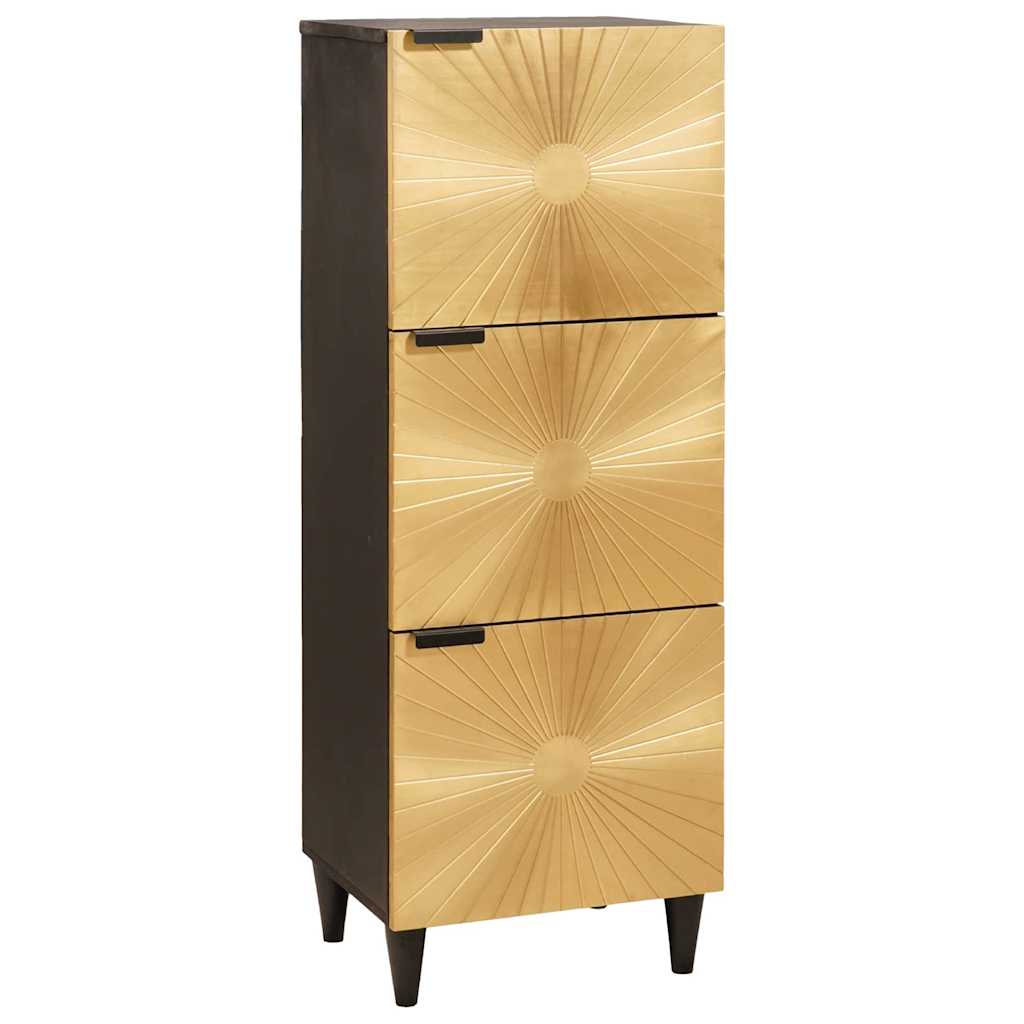 Bijzetkast Zwart en Goud 40 x 33.5 x 110 cm massief mangohout
