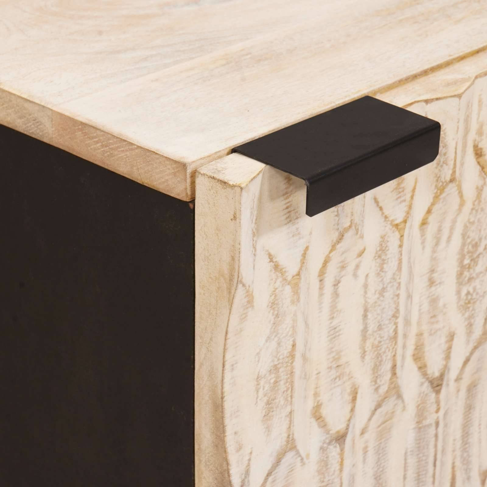 Yöpöytäkaappi Valkoinen 40 x 33,5 x 46 cm Kiinteä mango puu - Image 6