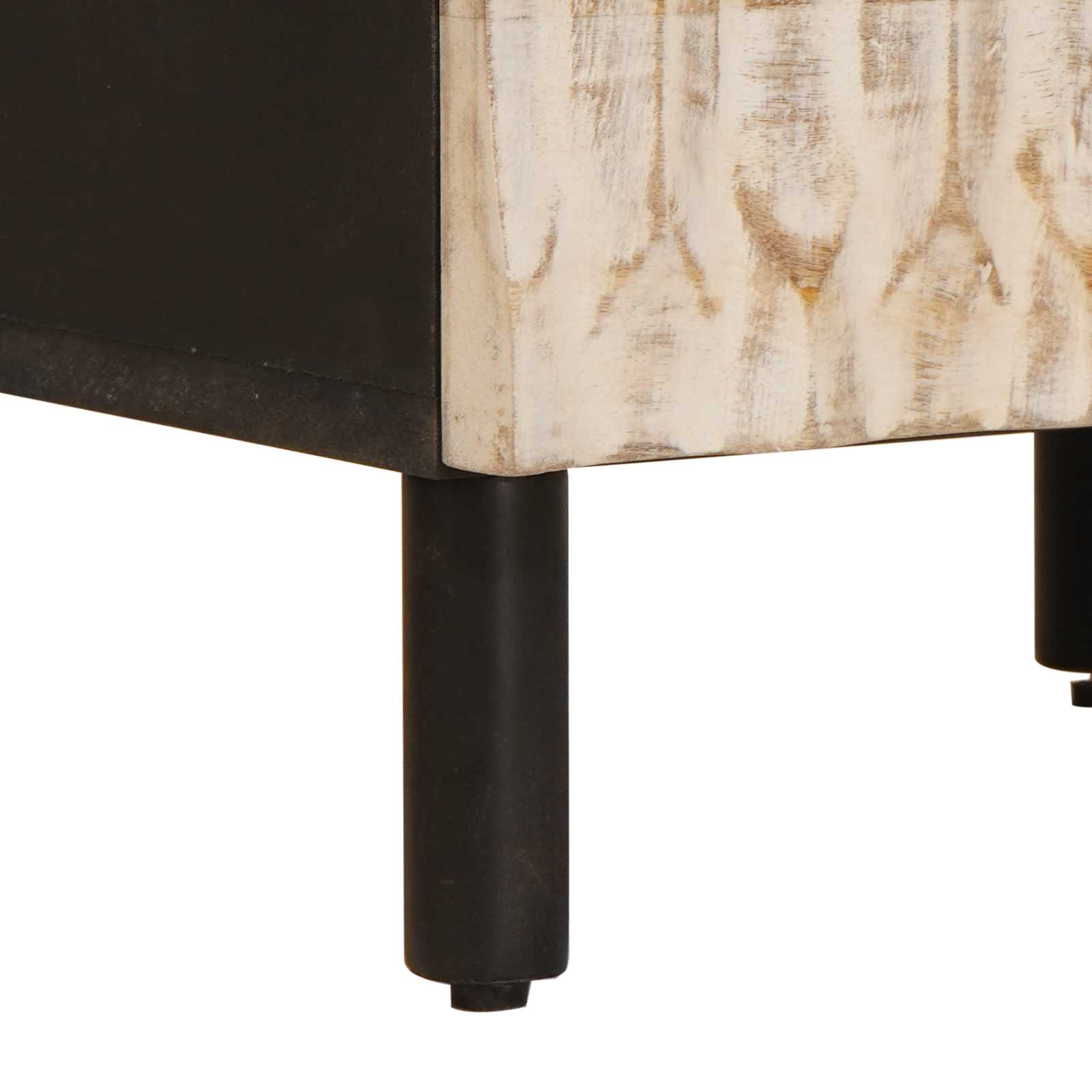 Yöpöytäkaappi Valkoinen 40 x 33,5 x 46 cm Kiinteä mango puu - Image 7