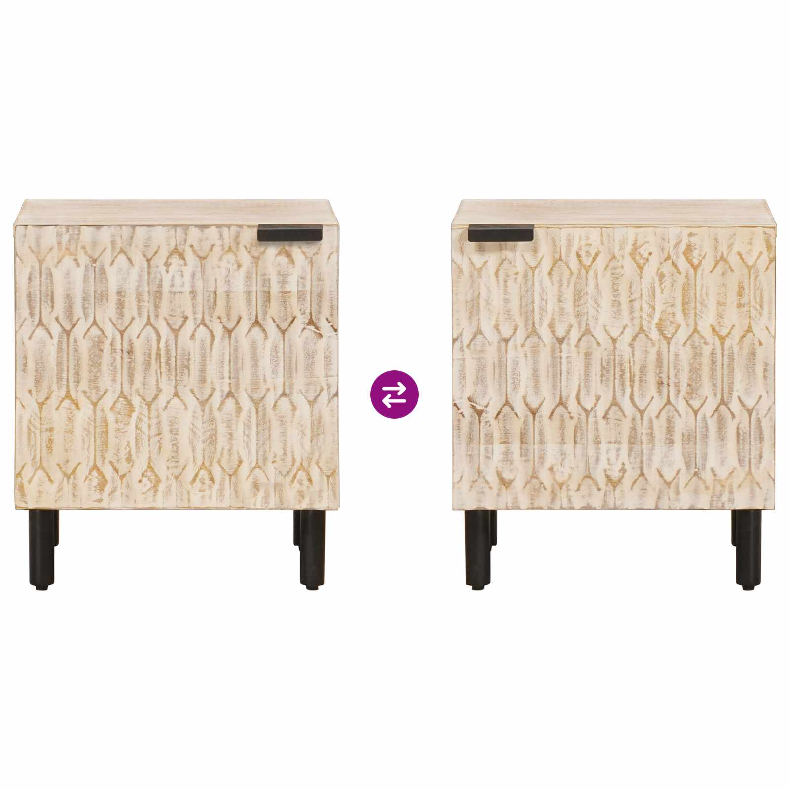 Yöpöytäkaappi Valkoinen 40 x 33,5 x 46 cm Kiinteä mango puu - Image 9