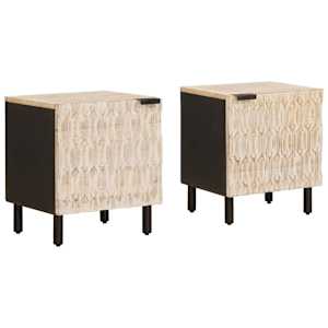 Noční skříňka 2 pcs Bílá 40 x 33 x 46 cm Masivní mangové dřevo