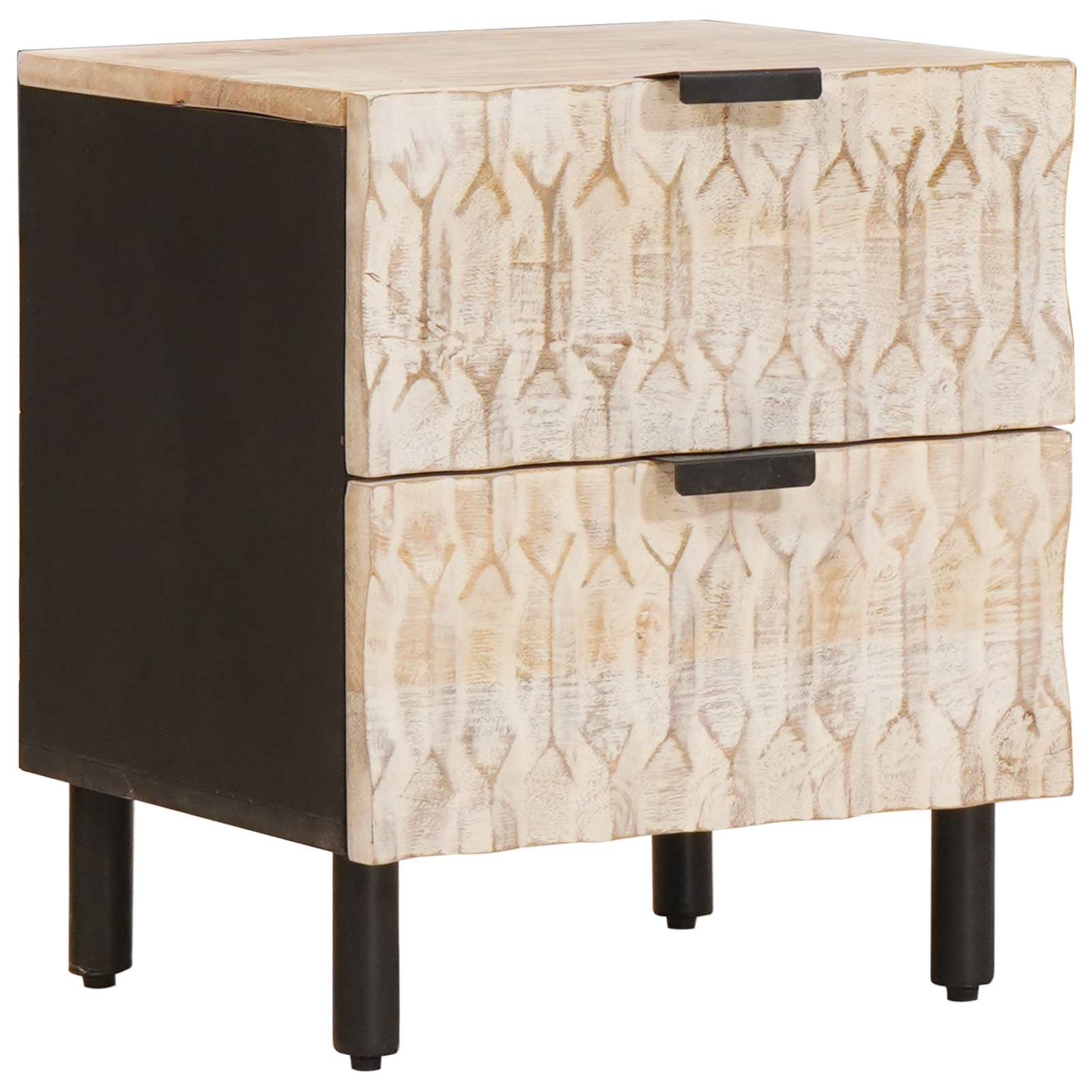 vidaXL Nachtkastje 2 pcs Wit 40 x 33,5 x 46 cm Massief Mango Hout