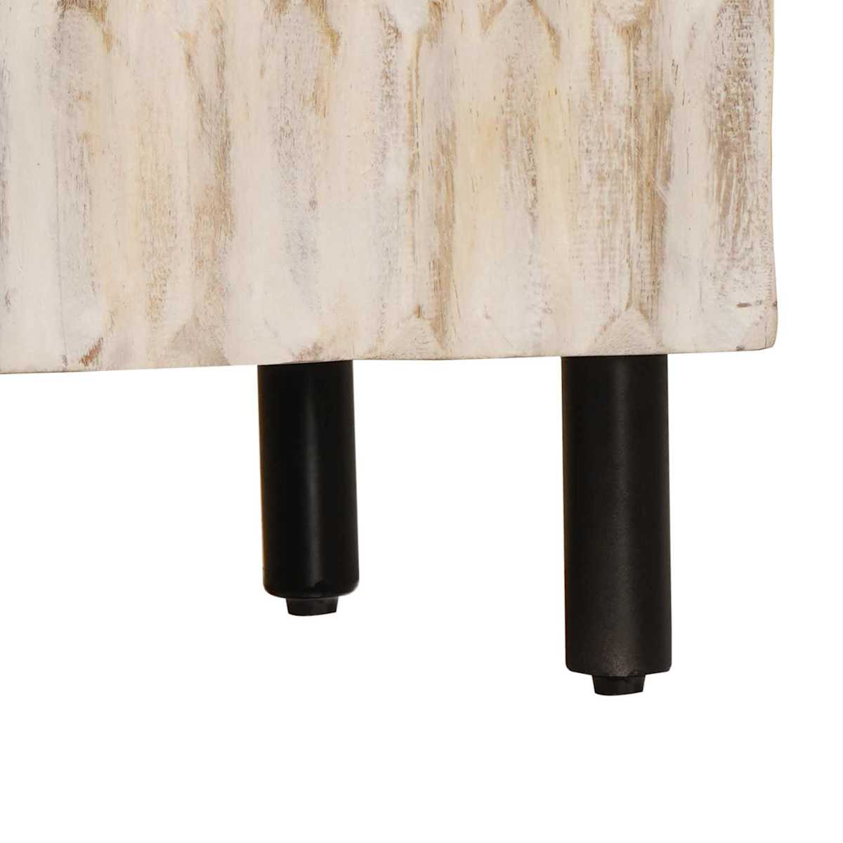 Sideboard 60 x 33 x 75 cm Massivt mangotræ Hvid Vask Finish - Billede 8