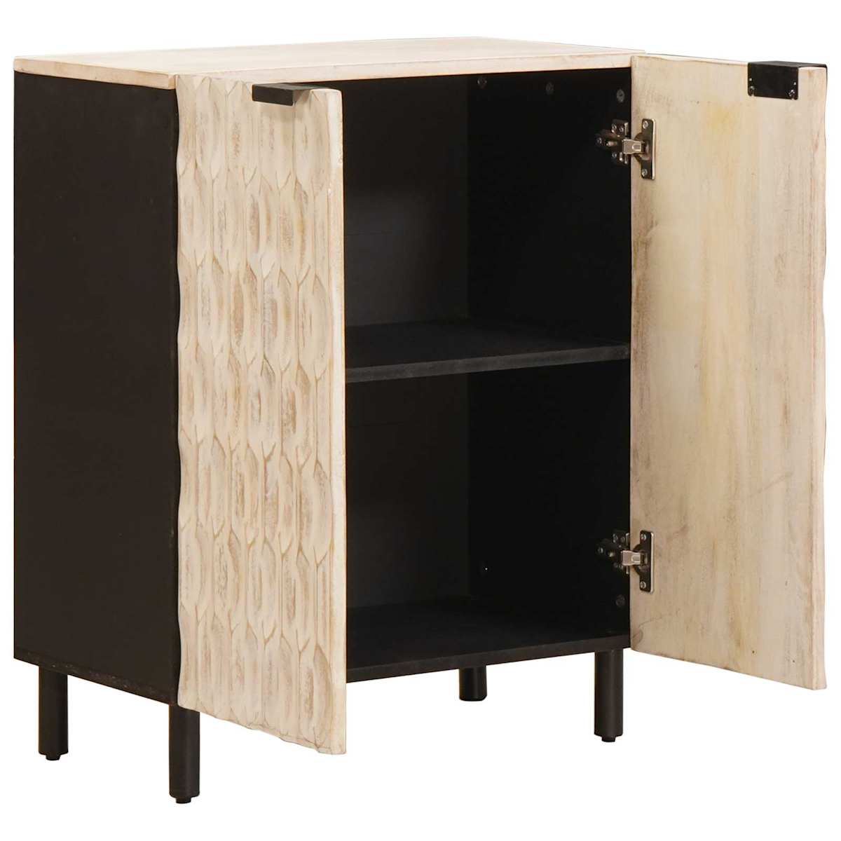 Sideboard 60 x 33 x 75 cm Massivt mangotræ Hvid Vask Finish - Billede 2