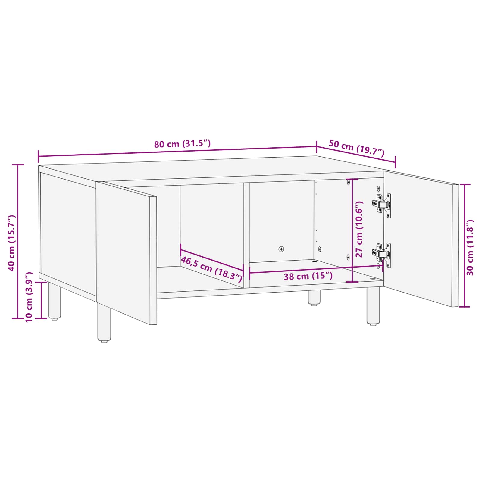 Salontafel Wit 80 x 50 x 40 cm Massief Mango Hout image 11