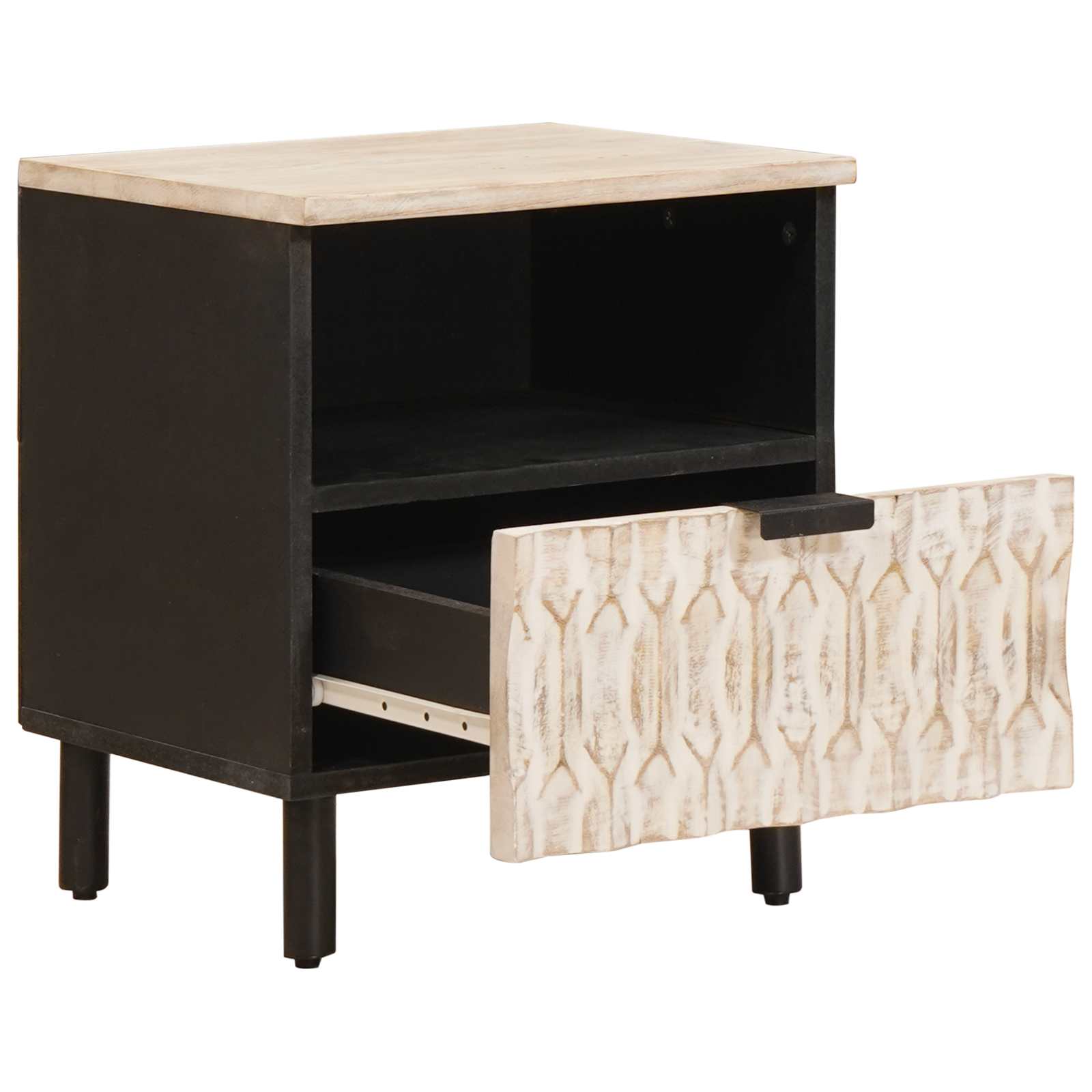 Yöpöytäkaappi 2 pcs Valkoinen 40 x 33 x 46 cm Kiinteä mango puu - Image 4