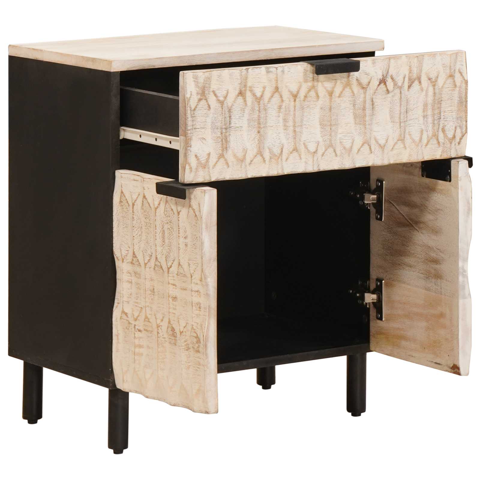 vidaXL Nachtkastje met lade Wit 50 x 33 x 60 cm Massief Mango Hout