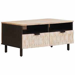 vidaXL Kohvilaud sahtliga Valge 80 x 54 x 40 cm Tugev mango puu