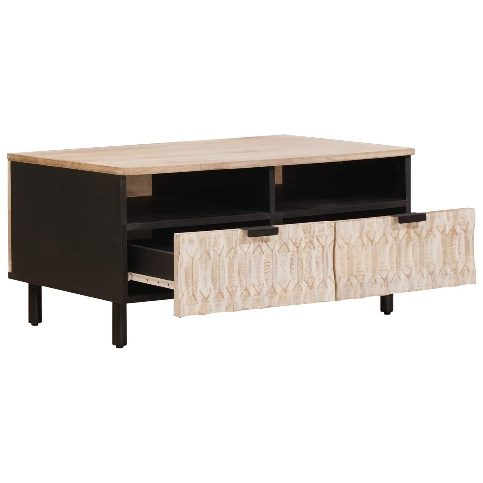 vidaXL Salontafel met lade Wit 80 x 54 x 40 cm Massief Mango Hout