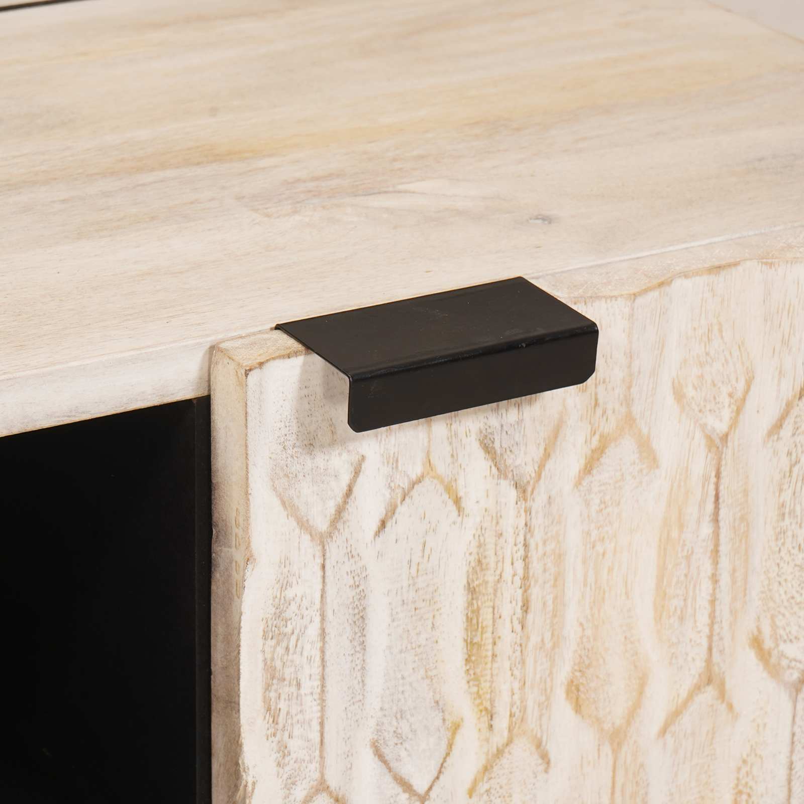 TV-kast Witte Was Afwerking 80 x 33 x 46 cm Massief Mango Hout image 7