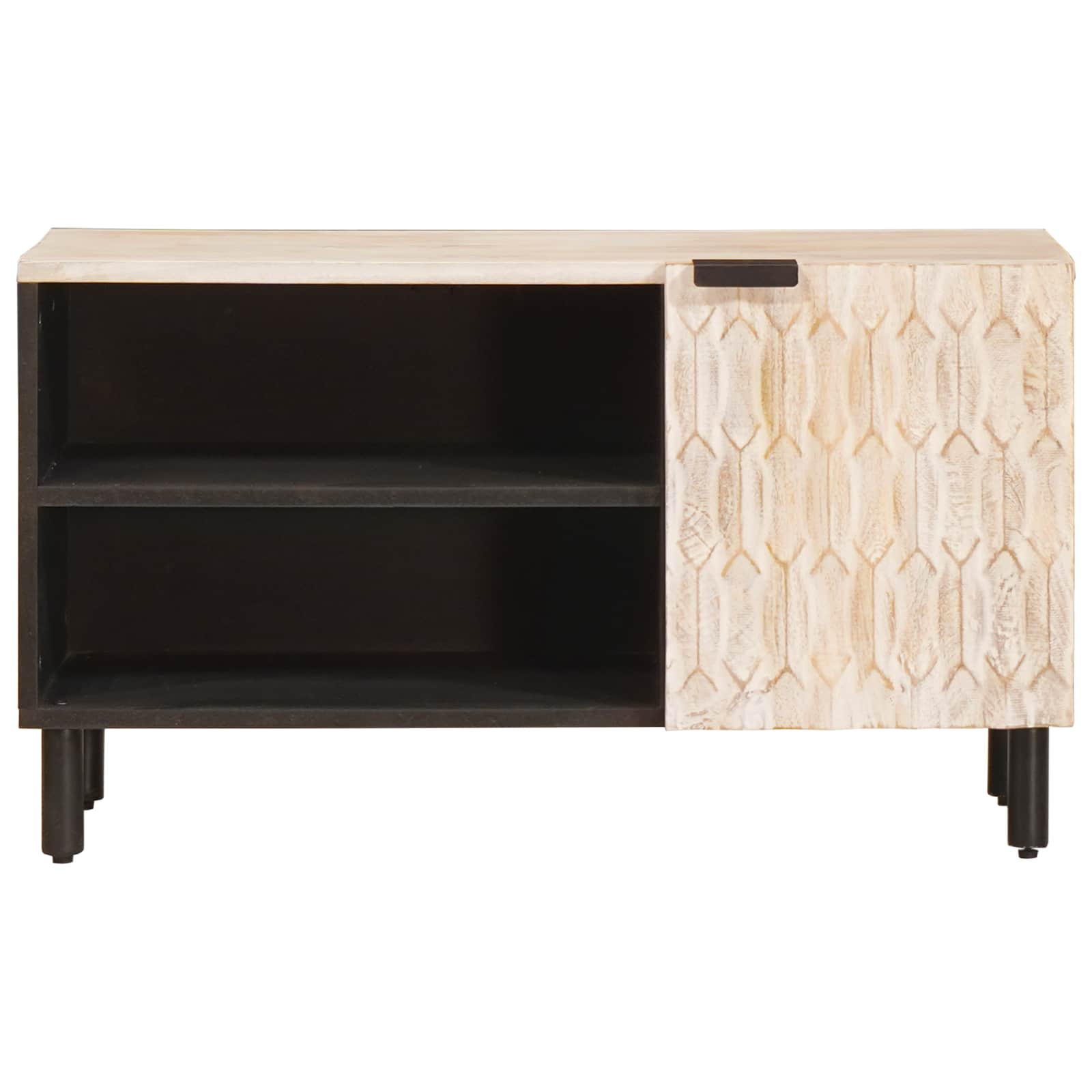 TV-kast Witte Was Afwerking 80 x 33 x 46 cm Massief Mango Hout image 3